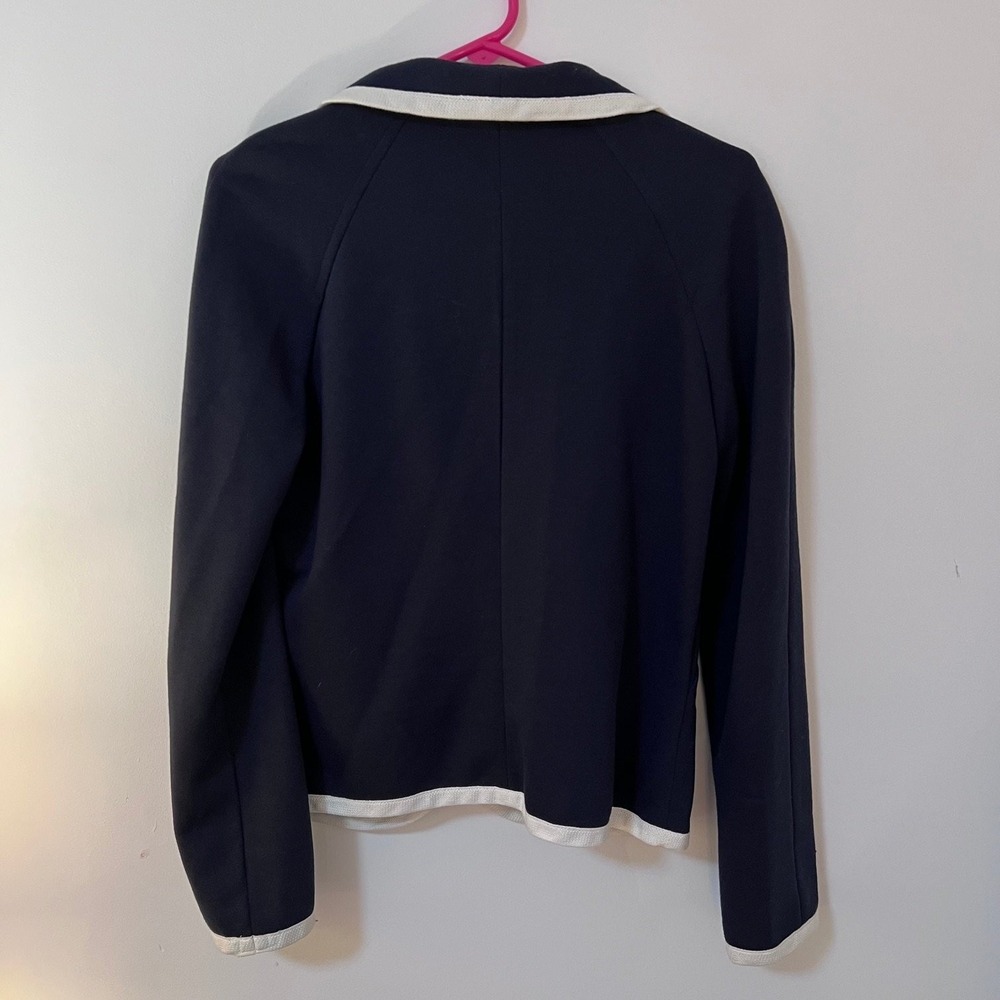 VTG Lacoste Women's Navy Blue Knit Blazer Jacket Sz 40 (US 8) Shawl Collar Croc - Picture 5 of 15